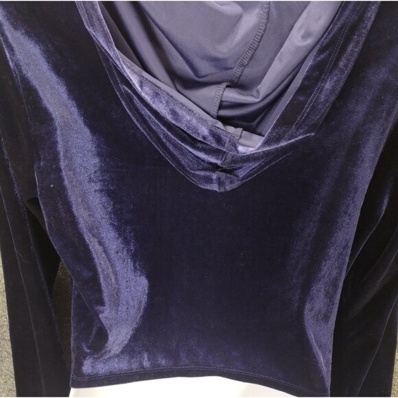 Royal Purple Velour Y2K Hoodie Size L Regency Preppy Athleisure Loungewear Track - Picture 5 of 9